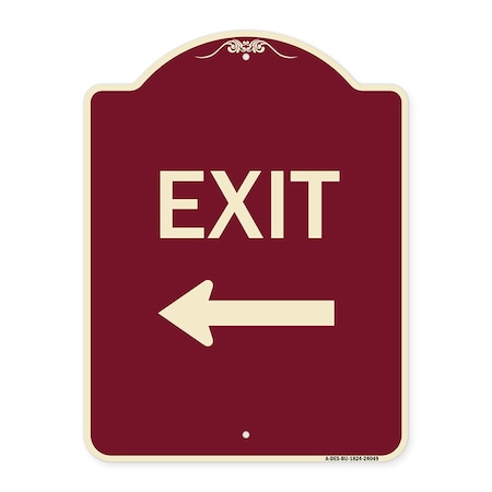 Signmission Exit With Left Arrow 2 Heavy-Gauge Aluminum Architectural Sign, 24" H, 18" L, BU-1824-24049 A-DES-BU-1824-24049